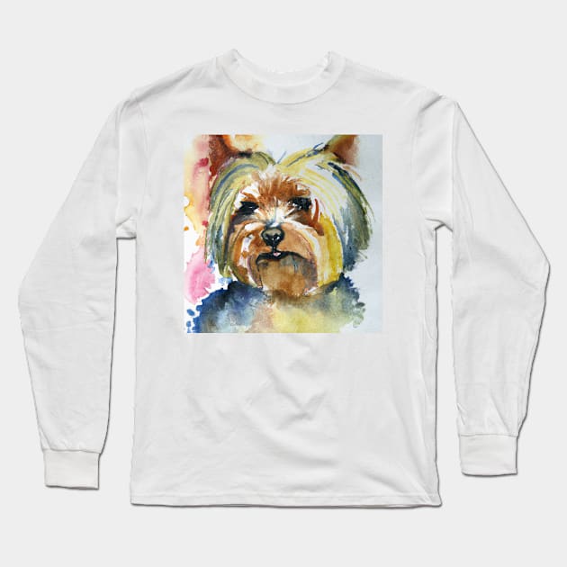 Yorkshire Terrier Watercolor - Gift For Dog Lovers Long Sleeve T-Shirt by Edd Paint Something